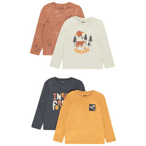 Pack de 4 camisetas de manga larga con motivos para niño  Main Pack de 4 camisetas de manga larga con motivos para niño
