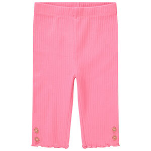 Corsario acanalado con botones brillantes para bebé niña 