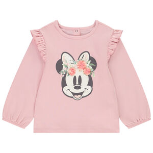 Camiseta manga larga con flores 3D Minnie Disney para bebé niña 