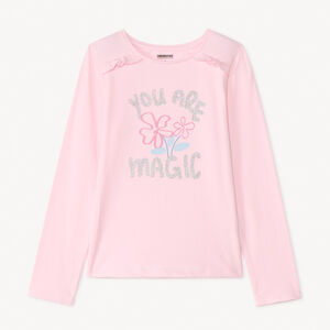 Camiseta de manga larga con estampado brillante para niña. 