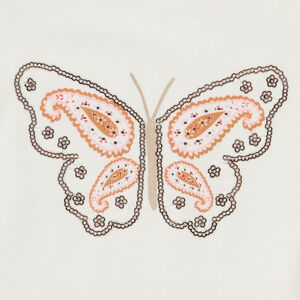 Camiseta de manga corta con mariposa de lentejuelas para niña 