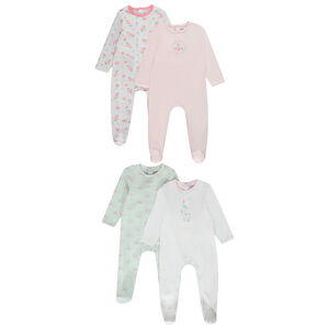 Pack de 4 peleles de jersey con estampado floral niña bebé 