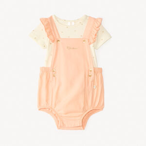 Conjunto corto de 2 piezas body + mono con corazones para bebé niña 