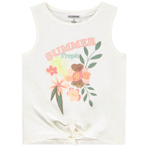 Camiseta sin mangas con efecto nudo y lentejuelas para niña 