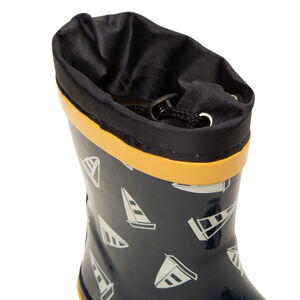 Botas de lluvia con cuello impermeable estampado de veleros para bebé niño 