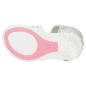 Sandalias blancas con velcro y purpurina 