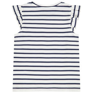 Camiseta de manga corta a rayas y estampada niña 