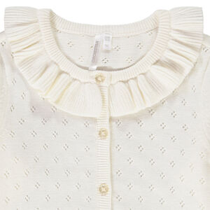 Chaleco de punto calado con cuello volante para bebé niña 