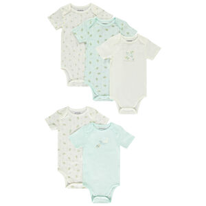 Lote de 5 Bodies de manga corta con motivos de tortugas para bebé niña con aberturas diferentes según la edad 
