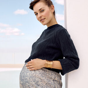 Suéter de punto con mangas abullonadas para mujer 