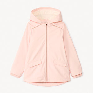 Parka de goma unicolor con capucha para niña 