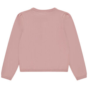 Chaqueta de punto lisa con botones con purpurina para niña 