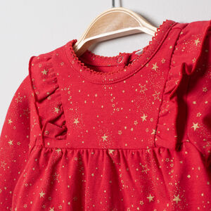 Túnica manga larga con estrellas doradas all-over 