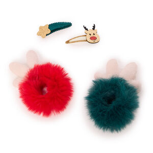 Lot de 2 chouchous + 2 barrettes Noël pour fille   Main Lot de 2 chouchous + 2 barrettes Noël pour fille