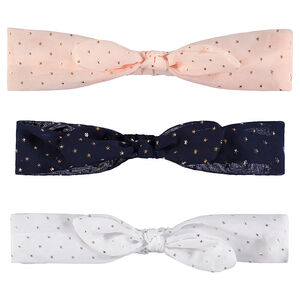 Pack de 3 diademas anudadas con estampado de estrellas doradas para niña 