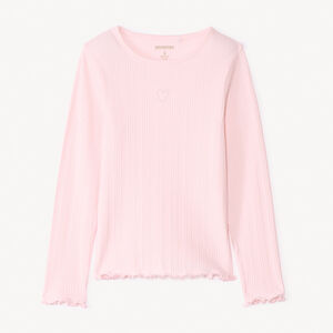 T-shirt manches longues avec cœur brodé pour fille    Main T-shirt manches longues avec cœur brodé pour fille