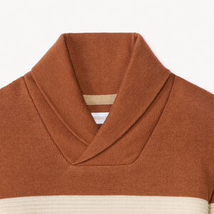 Jersey de punto a rayas con cuello chal niño 