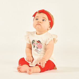 Conjunto de 3 piezas: blusa + pantalón + diadema de Minnie Disney para niña bebé. 