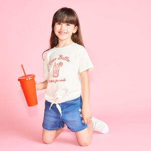 Camiseta de manga corta anudada para niña 