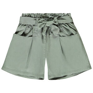 Short de tiro alto en Twill con cinturón para atar para niña  Main Short de tiro alto en Twill con cinturón para atar para niña