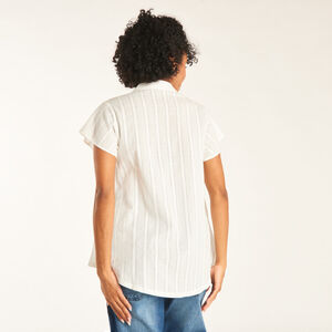 Camisa de manga corta de tela lisa para mujer 