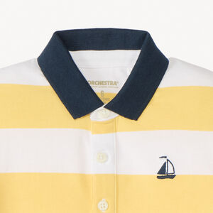 Polo de rayas con bordado de barco para niño. 