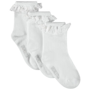 Lote de 3 pares de calcetines con volantes bordados para niña 