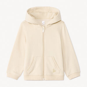 Chaleco liso de felpa con corazón bordado en lurex para niña bebé.  Main Chaleco liso de felpa con corazón bordado en lurex para niña bebé.