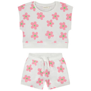 Conjunto 2 piezas de felpa estampado flores para niña 