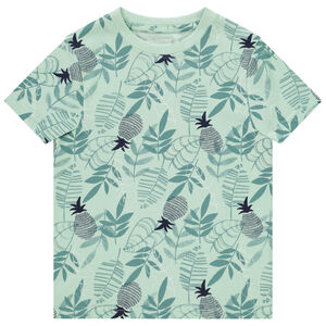 Camiseta manga corta estampado follaje para niño 