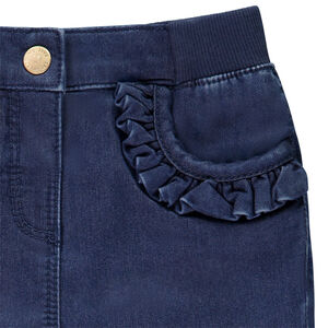 Jeans de denim con volantes en los bolsillos para bebé niña 