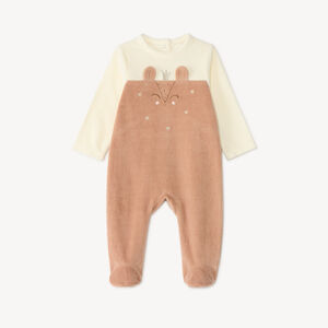 Pijama de terciopelo para bebé niña con motivo de ciervo. 