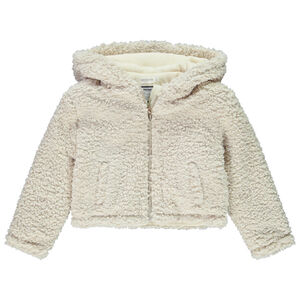 Chaqueta corta con capucha de sherpa para niña 