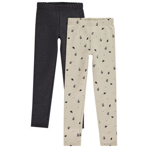 Juego de 2 leggings de felpa con estampado niña 