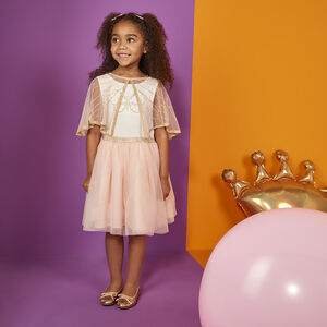 Vestido de ceremonia con capa de tul efecto alas con purpurina para niña  Main Vestido de ceremonia con capa de tul efecto alas con purpurina para niña