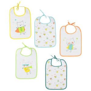 Pack de 5 baberos estampados de colores.  Main Pack de 5 baberos estampados de colores.