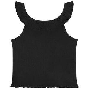 Camiseta sin mangas efecto acanalado con cuello volante niña 