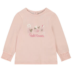 Camiseta de manga larga con puños smock para bebé niña 