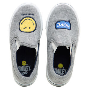 Zapatillas bajas de tela con gomas y bocadillo bordado y ©Smiley de la 24 a la 29 