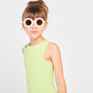 Vestido sin mangas de punto canalé liso niña 