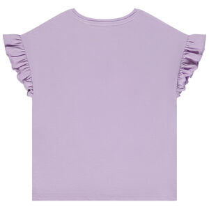 Camiseta de manga corta con volante y parche lenticular de Minnie Disney niña 