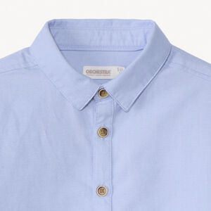 Camisa de manga larga lisa azul celeste para niño 