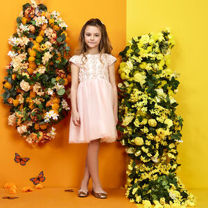 Robe de ceremonia en tul con mariposas de lentejuelas para niña 