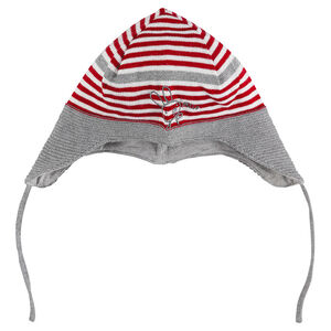 Gorro peruano de punto con rayas con conejitos con bordado 