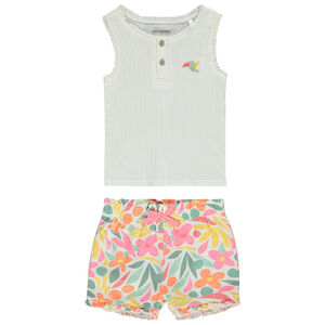 Conjunto 2 piezas con short estampado floral para bebé niña  Main Conjunto 2 piezas con short estampado floral para bebé niña