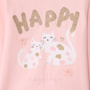 Camiseta de manga larga lisa con estampado fantasía para bebé niña 