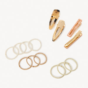 Set de 4 barrettes + 10 élastiques fantaisie pour fille  Main Set de 4 barrettes + 10 élastiques fantaisie pour fille