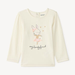 Camiseta de manga larga para bebé niña con estampado en relieve divertido 