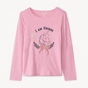 Camiseta de manga larga con estampado fantasía y detalles brillantes para niña  Main Camiseta de manga larga con estampado fantasía y detalles brillantes para niña