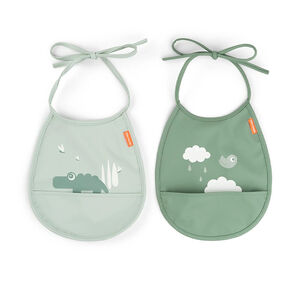 Pack de 2 baberos mini con bolsillo Croco y Birdee verde 